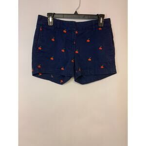 J. Crew Chino Womens Shorts Size 4 Navy & Cherry Print Preppy Trending Summer
